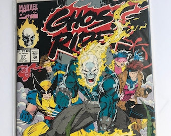 Ghost Rider 27 Jim Lee Cover - X-men Crossover (First Printings, VF/NM Condition, 1992, Marvel Comic Book Lot, Gambit Origin Issue)