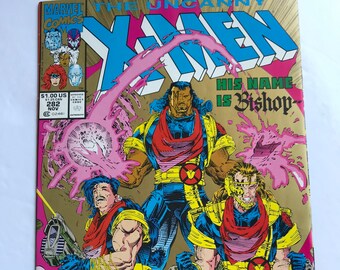 Uncanny X-men 282 - Rare Gold Second Print (First Printings, VF Condition, 1992, Marvel Comic Books, First Appearance of Bishop)