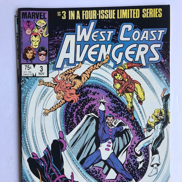 West Coast Avengers Limited Series 3 of 4  (1985, Very Fine/Near Mint, Marvel Comic Books, Hawkeye, Wonder Man, War Machine)