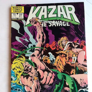 KAZAR The Savage 27 (komiks Marvela z 1981 r., stan VF/NM, Savage Avengers, Savage Land, Namor)