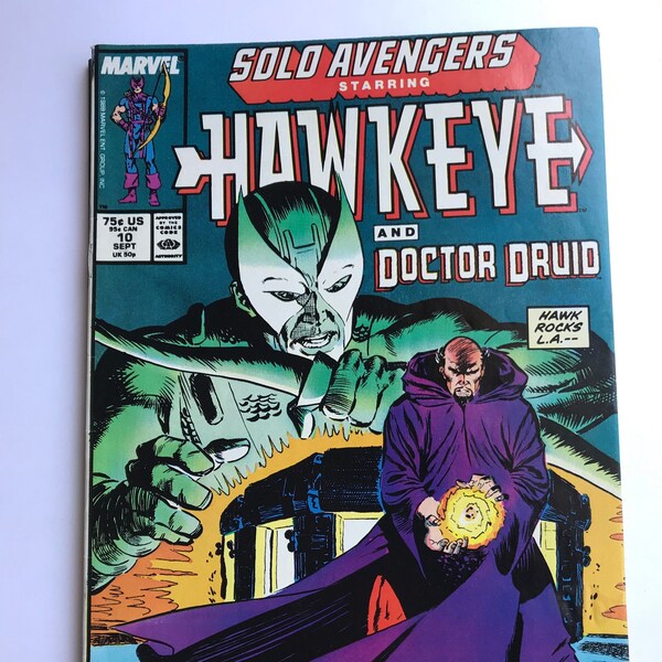 Hawkeye - Solo Avengers 10 featuring Dr Druid  (1987, VF, Marvel Comic Books, West Coast Avengers)