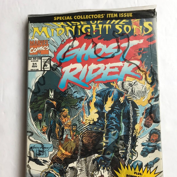 Ghost Rider 31 Polybagged With Poster - 1st  Full Appearance of Midnight Sons(Marvel Comic Book, First Printings, VF/NM, Spiderman, Morbius)