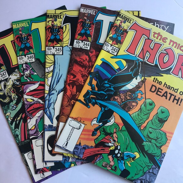 The Mighty Thor 343-347 (1984, VF/NM Condition, Marvel Comic Book, Avengers Endgame, Beta Ray Bill)