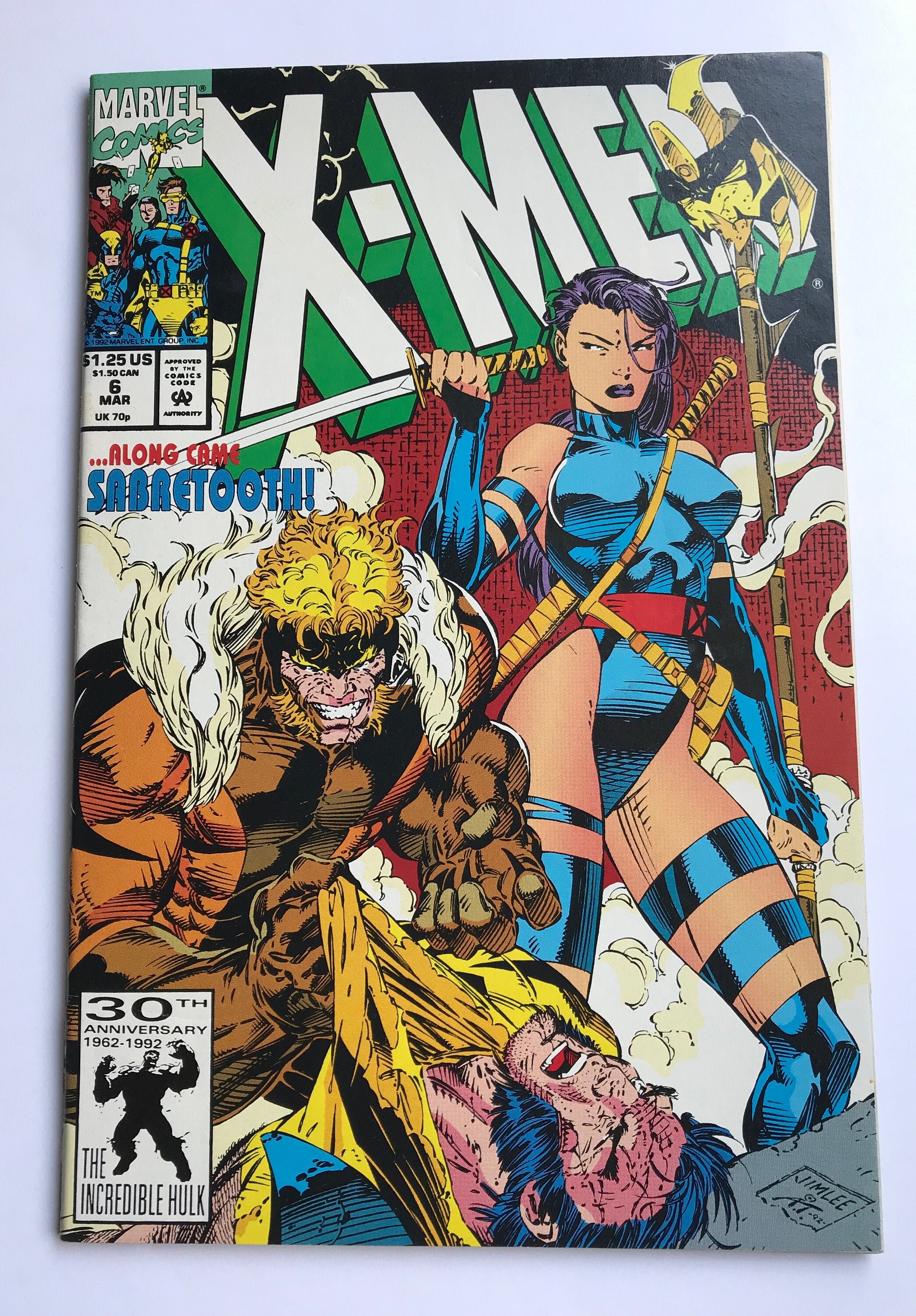 ジム・リーのX-メン6（初版、VF/NM状態、1992年、マーベル・コミックス