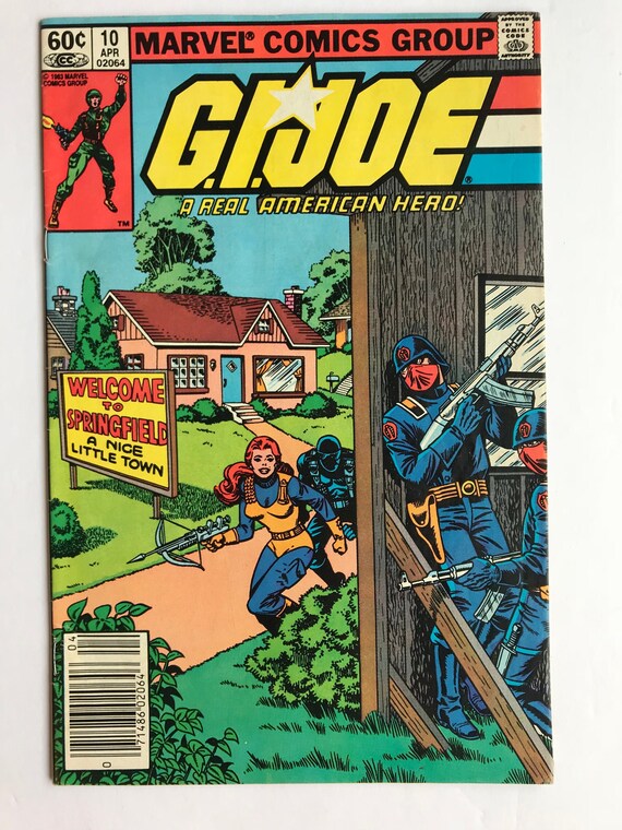 Rare GI Joe 10 - Newsstand Edition - Snake Eyes and Scarlet!  1st App of Dr. Venom! (1982, First Print, VF/FN, Marvel Comics, Transformers)
