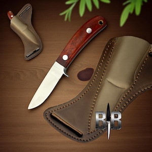 Custom Steel Häutmesser: 7 &quot;Holzgriff, Lederscheide