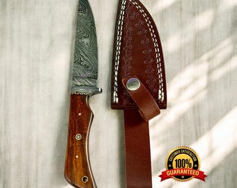 Handmade custom Damascus steel skinner knife hunting skinner outdoor everyday use