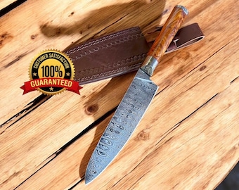 Handmade Damascus steel chef knife kitchen knife with wood handle 13inches in length full tang