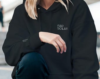 Far Solar Unisex Hoodie, Cotton Pullover Hoodie, Classic Embroidered Heavy Blend Top
