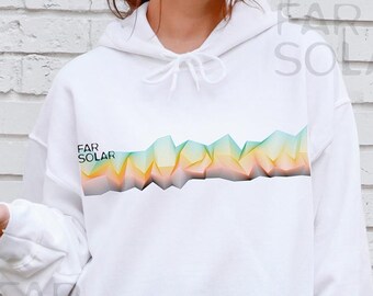 Far Solar Unisex Hoodie, Fractal Cotton Pullover Hoodie, Classic White Heavy Blend Top