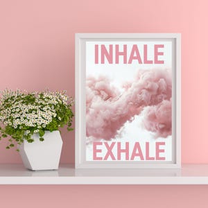 Stampa artistica da parete "Inspira espira" - A3/A4 senza cornice - Lucida 260 g/m² - Poster con citazione consapevole - Yoga, Boho, Decorazione per meditazione / Arte del benessere / Yoga
