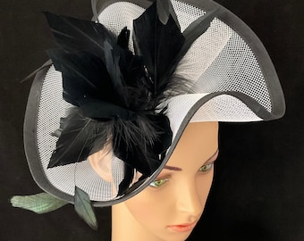 schwarz weißer Fascinator Kentucky Derby Fascinator