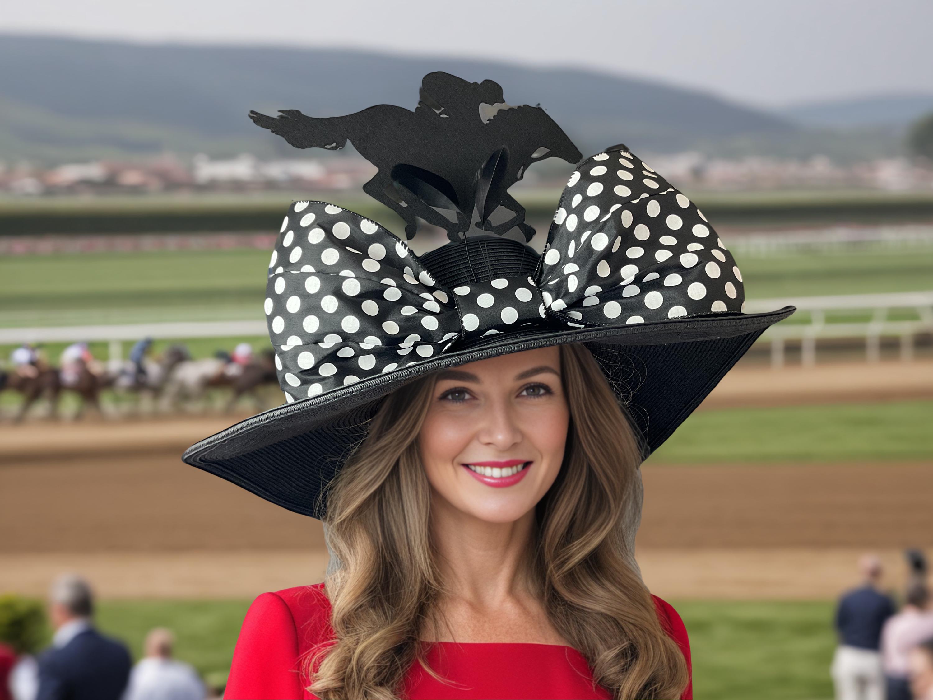Black Feather Polka Dot Fascinator Hat w/ Faux Pearl Bow Horse Race Whimsygoth Black Feather Polka Dot Fascinator Hat for Tea Party Wedding  main image 2