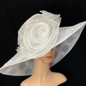 Witte Kentucky Derby-hoed, organza-hoed, derbyhoed, jurkhoed, hoed, bruidshoed, Tea Party-hoed Ascot