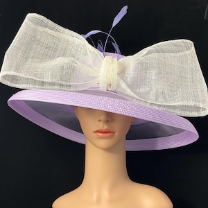Lavender Purple and White Sinamay Kentucky Derby Hat Designed and Made in USA Ready to Ship