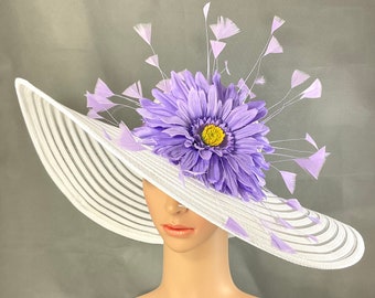 Lavender Purple Daisy Kentucky Derby Hat for Women,Ready to Ship