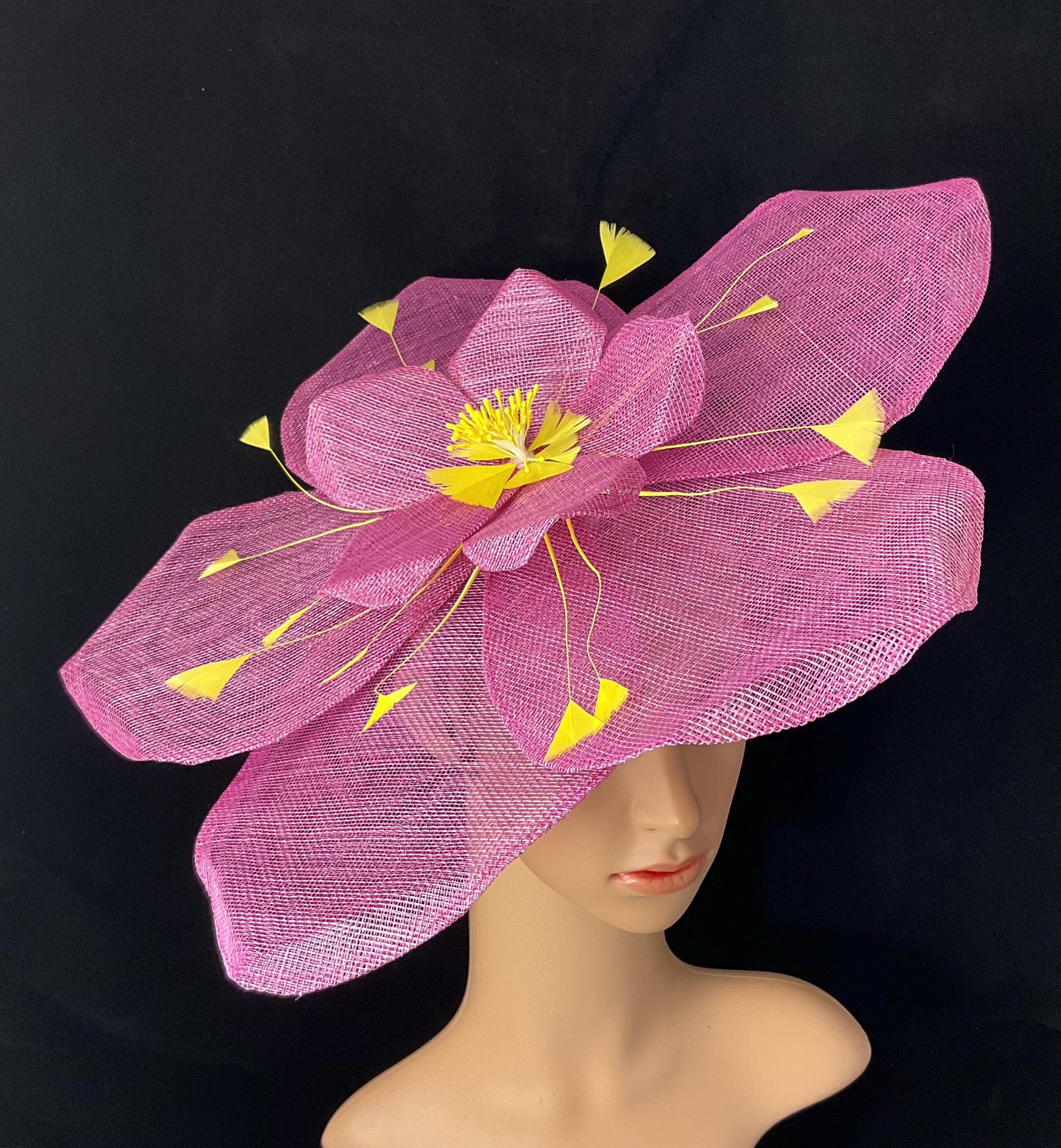 Multicolored flower Sinamay dress hat kentucky derby hat fascinator royal blue sinamay with violet  main image 2