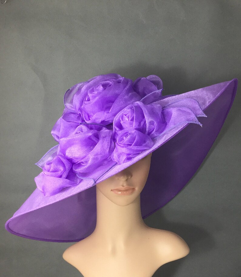 Orchid Purple Kentucky Derby Hat With Rose Fascinator Derby Etsy