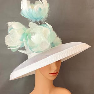 White Kentucky Derby Hat, White Bridal Wedding Hat ,Designed and Made in USA Ready to Ship
