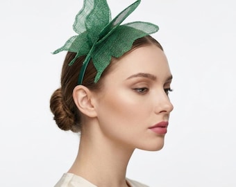 Emerald Green 3D Butterfly Fascinator, Sinamay Headpiece, Kentucky Derby