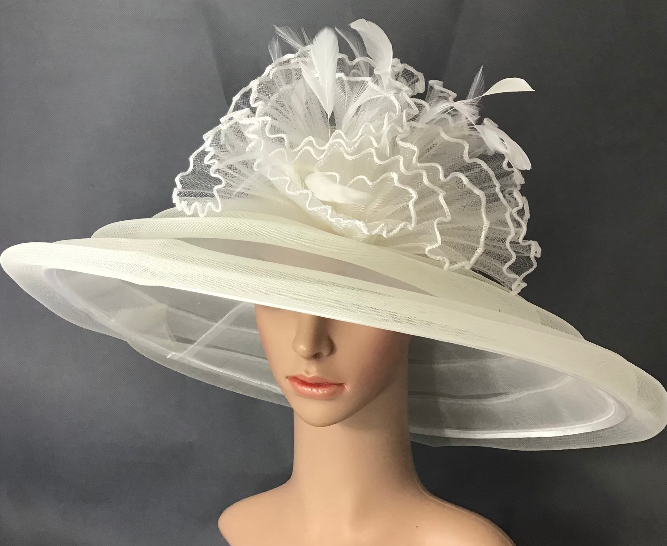 Ivory color Kentucky Derby hat, Church or Tea Party hat Ivory Kentucky Derby Fascinator Hat, Wedding Hat, Tea Party  main image 4