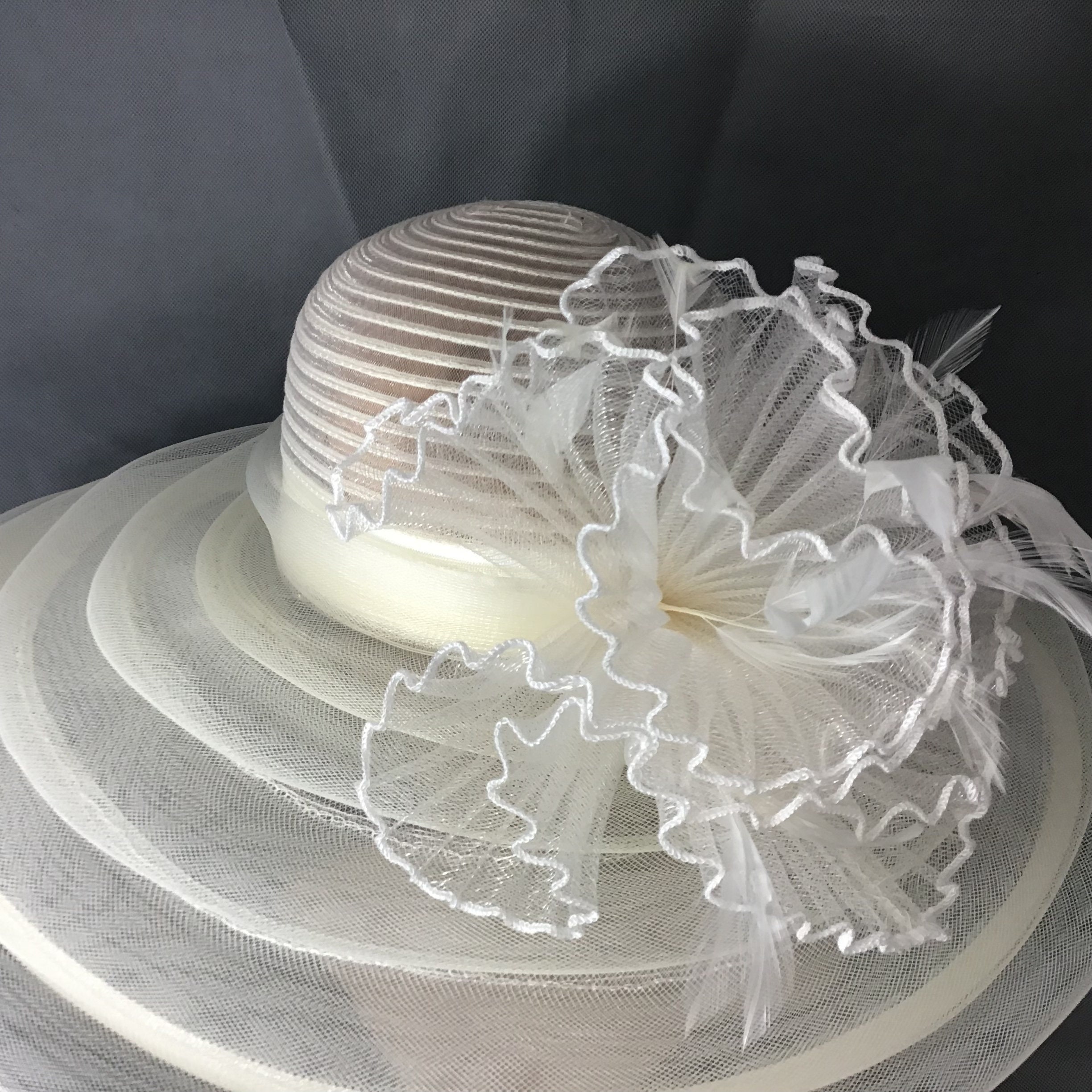Ivory color Kentucky Derby hat, Church or Tea Party hat Ivory Kentucky Derby Fascinator Hat, Wedding Hat, Tea Party  main image 2
