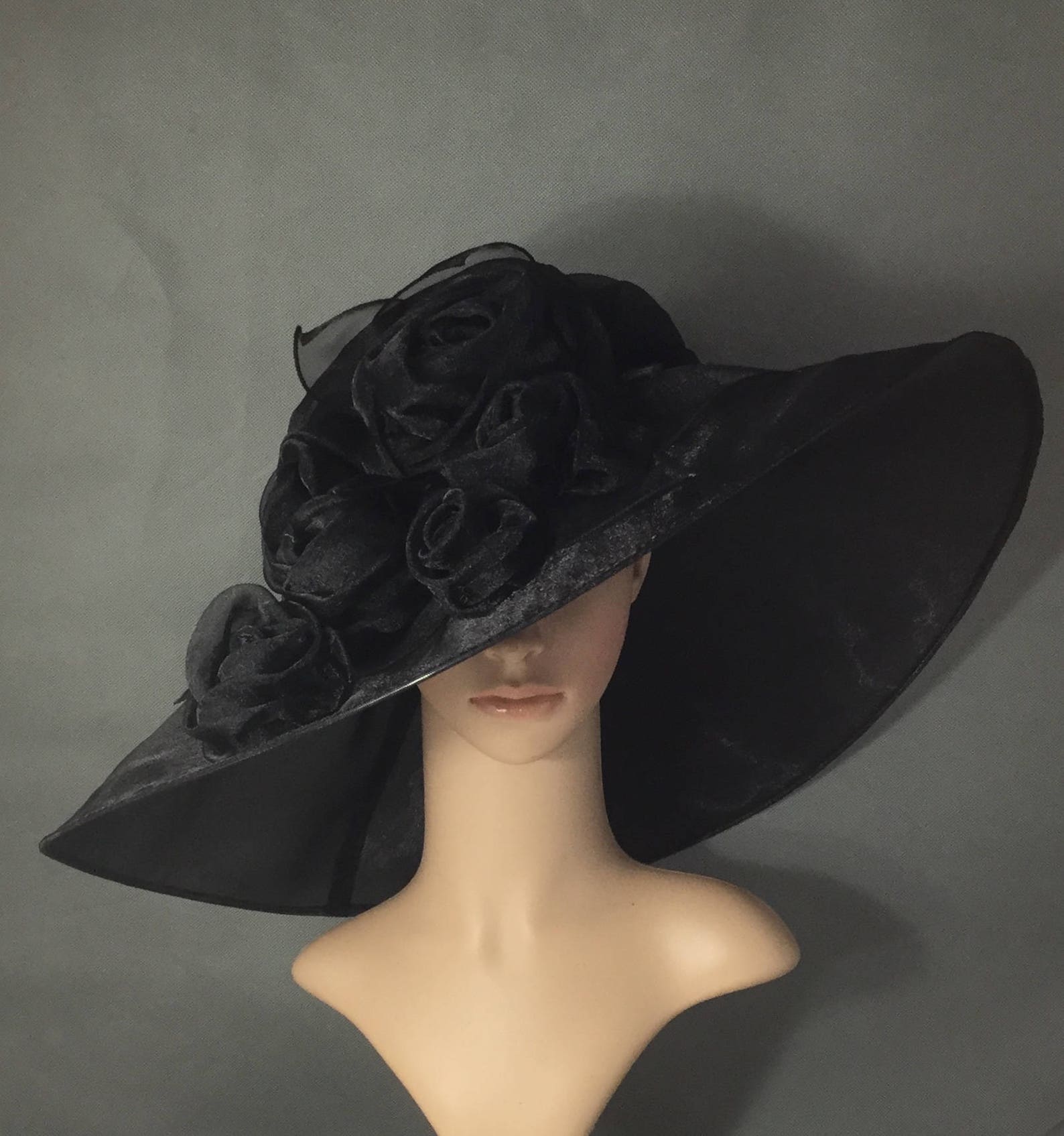Black Funeral Hat With Rose Formal Hat Special Occasion Black Etsy UK