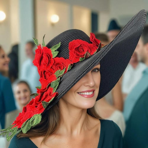 Red Rose Kentucky Derby Black Hat Preakness Belmont Del Mar  display picture 1