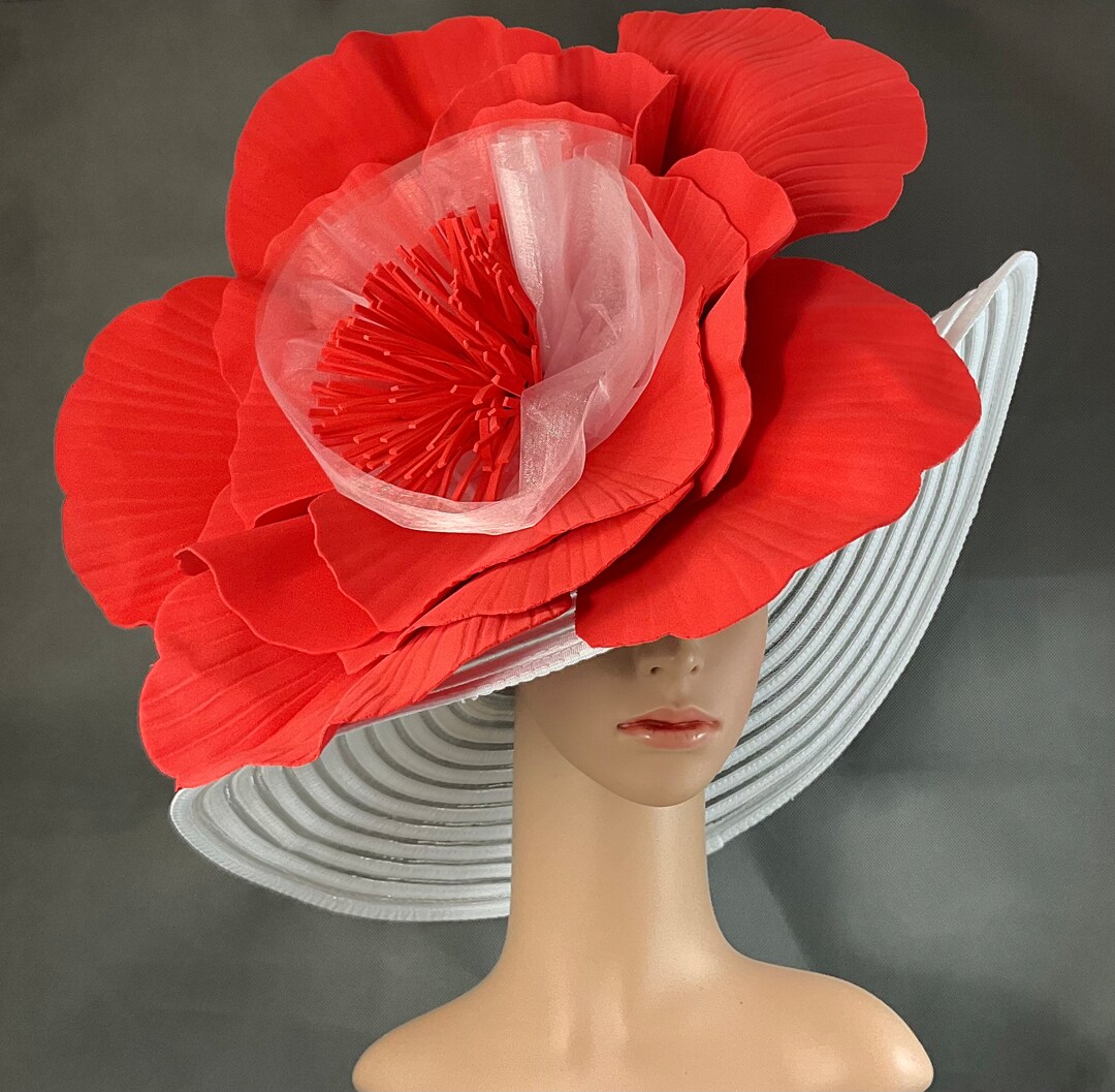 Red and White Kentucky Derby Hat for Women,ready to Ship Etsy