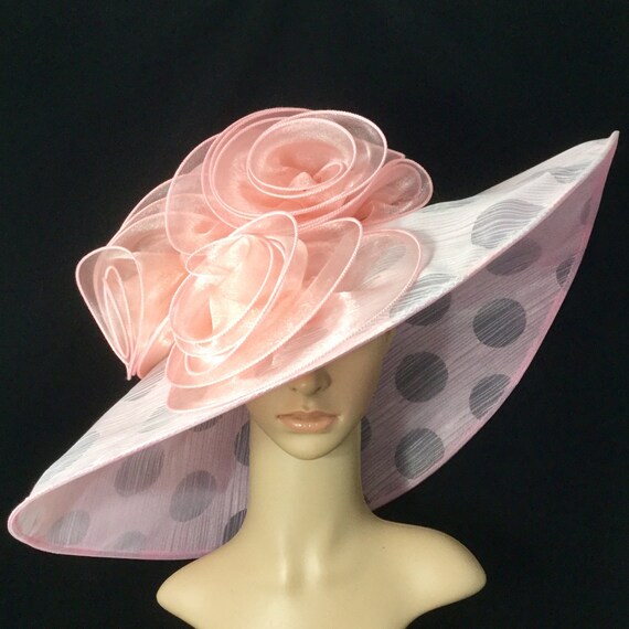 Pale Pink Organza Kentucky Derby Hat, Ascot Dress Hat