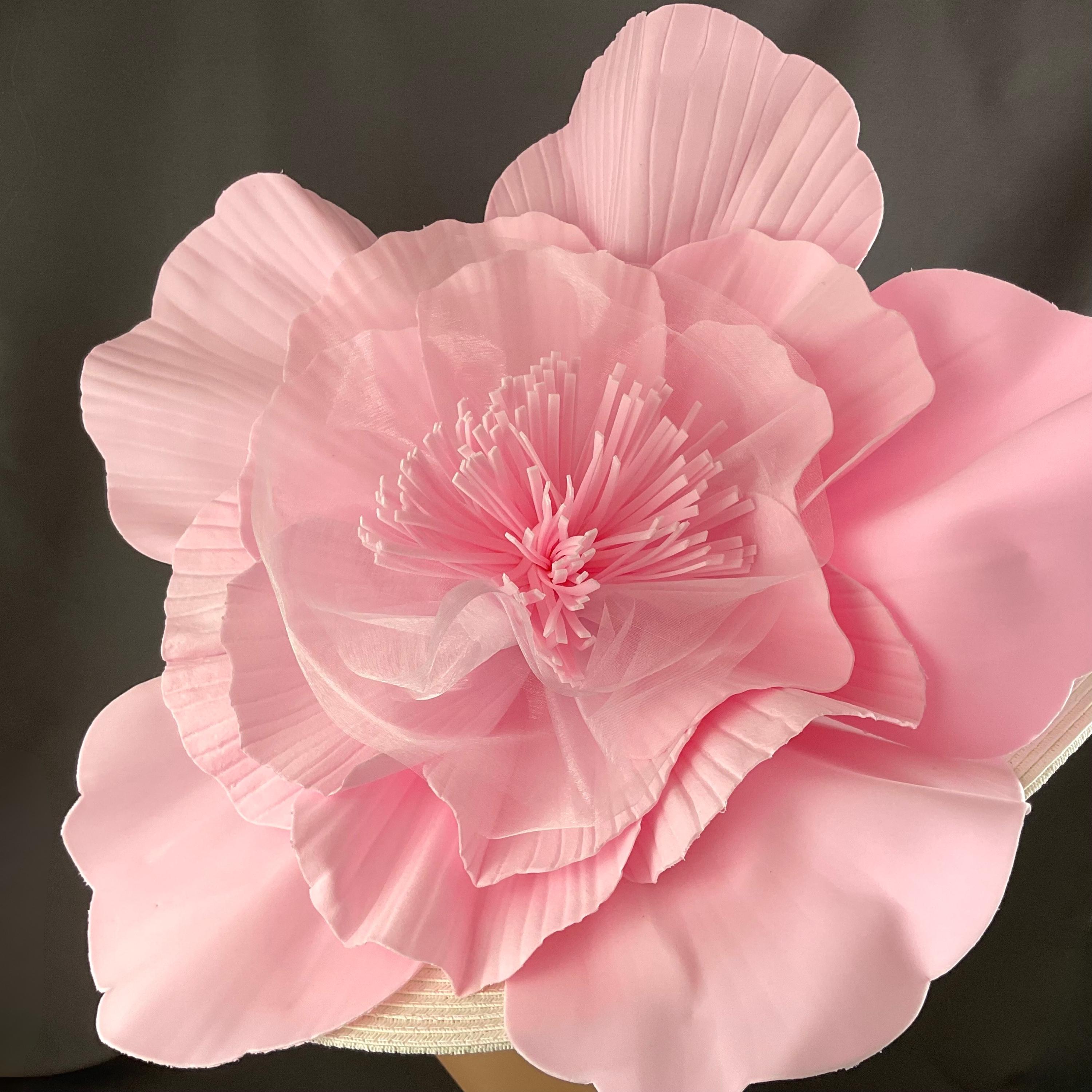 Buy Giant Light Pink Flower Kentucky Derby Hat, Wide Brim White