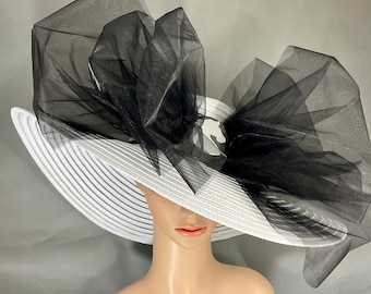 White Kentucky Derby Hat Horse Race Designed and Made in USA Ready to Ship