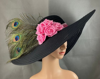 Peacock and Pink Kentucky Derby Hat for Women,Ready to Ship