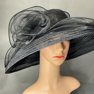 Zwarte Kentucky Derby-hoed lampenkap Derby-hoed dames brede rand Tea Party Ascot Horse
