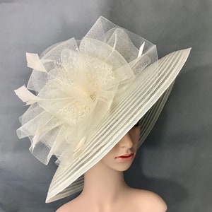 Light Champagne Gold Lampshade Kentucky Derby Hat Derby Hat Dress Hat Wedding Hat Wide Brim Hat Tea Party Hat Ascot