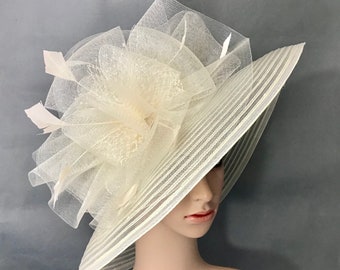 Light Champagne Gold Lampshade Kentucky Derby Hat Derby Hat Dress Hat Wedding Hat Wide Brim Hat Tea Party Hat Ascot