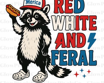 Lustiger Waschbär 4. Juli PNG: 'Merica Hotdog Design (Digital Download)