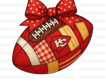 Rot Patchwork Fußball Clipart mit Schleife - SVG PNG (Digitaler Download)