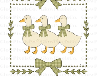 "Retro Schleifen-Gans Clipart - ""80er Jahre Vintage Grafik"" (SVG PNG digitaler Download)"