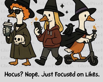 Gans Hexen Halloween PNG Bundle: Lustige Hokus Pokus Kunst (SVG, digitaler Download