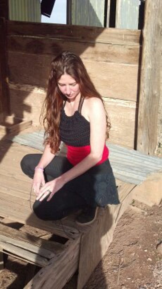 Items similar to Red and Black Crochet Corset Tank Top Medium to XLarge