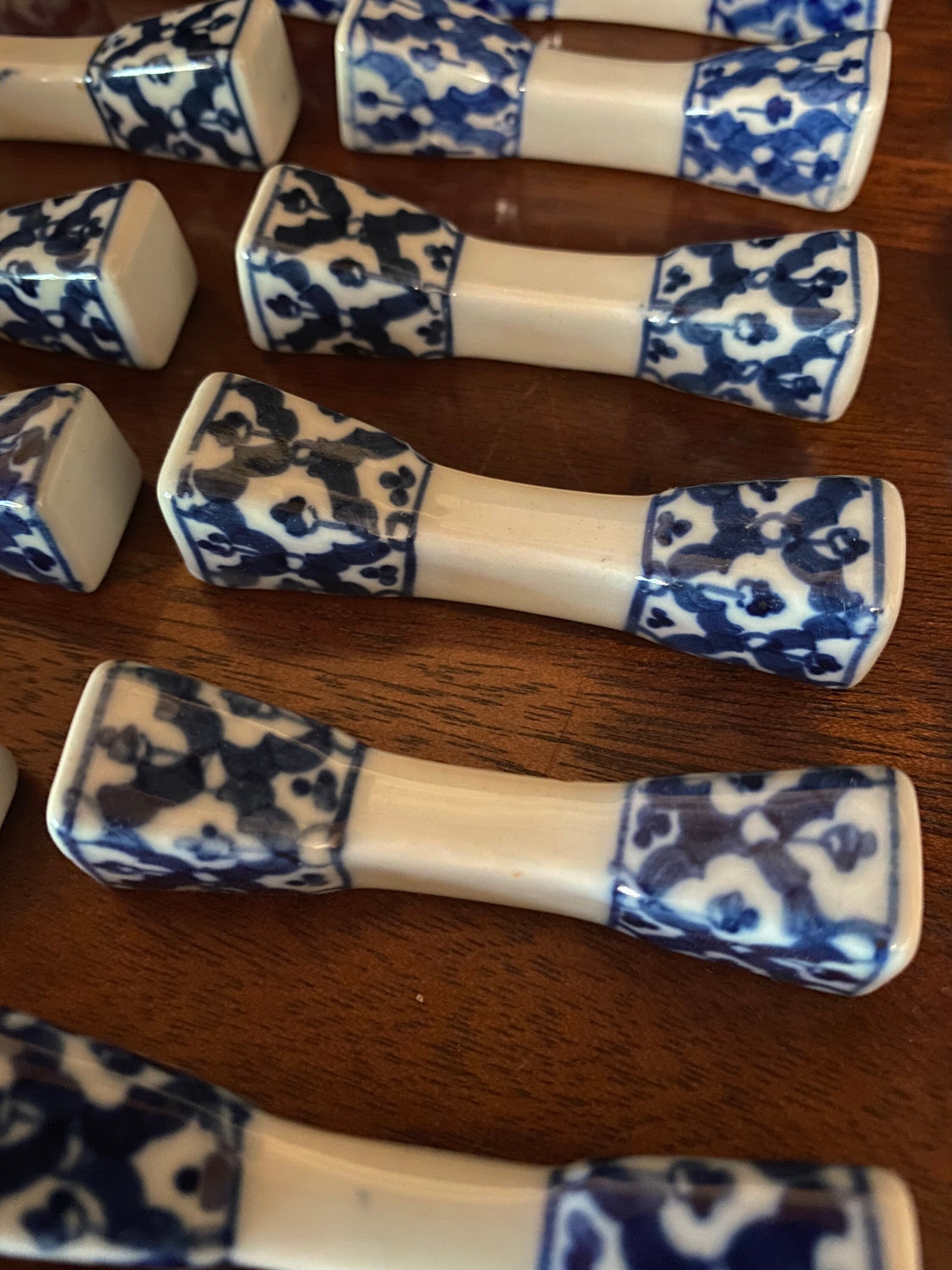19 ceramic chopstick Resteraunt set. Resteraunt Ware. Blue and Etsy