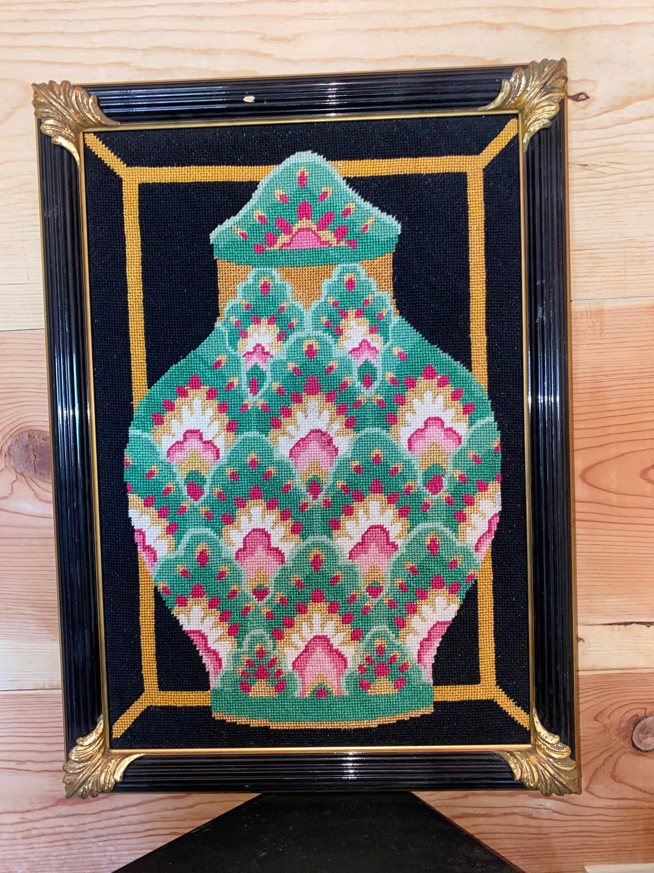 Art-Deco-Vintage grün Schiff Kreuz Stich Wandbehang | Etsy