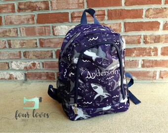 shark bookbag with lunch box