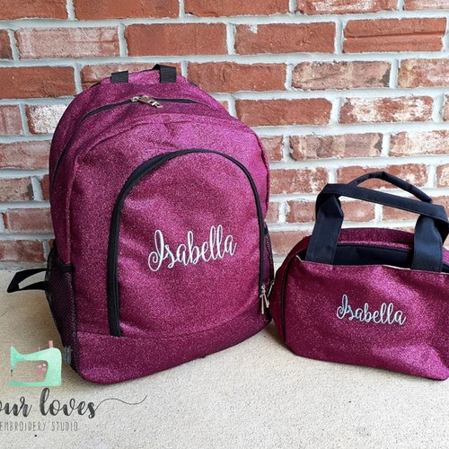 Personalized Embroidered GLITTER Backpack / Monogrammed Etsy