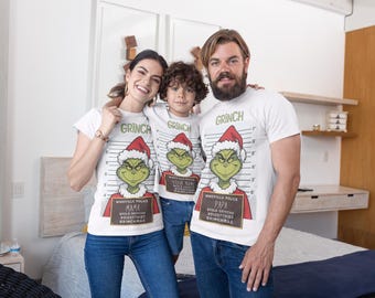 Personalized Grinch Family Christmas Shirt - Custom Name Holiday T-Shirt & Matching Pajamas - Funny grinch Shirt for Families PNG