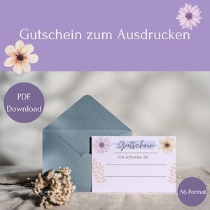 Voucher estético personalizável, ideia criativa para presente, lindo, vouchers para presentear e personalizar, formato carta A6, PDF Alemão