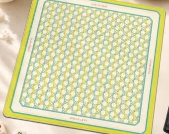 Lemon Green Cane Weaves Mahjong Mat, Bamboo Trellis Mahjong Accessories, Minimalist Neoprene Table Protection Cover, SHIPS ROLLED