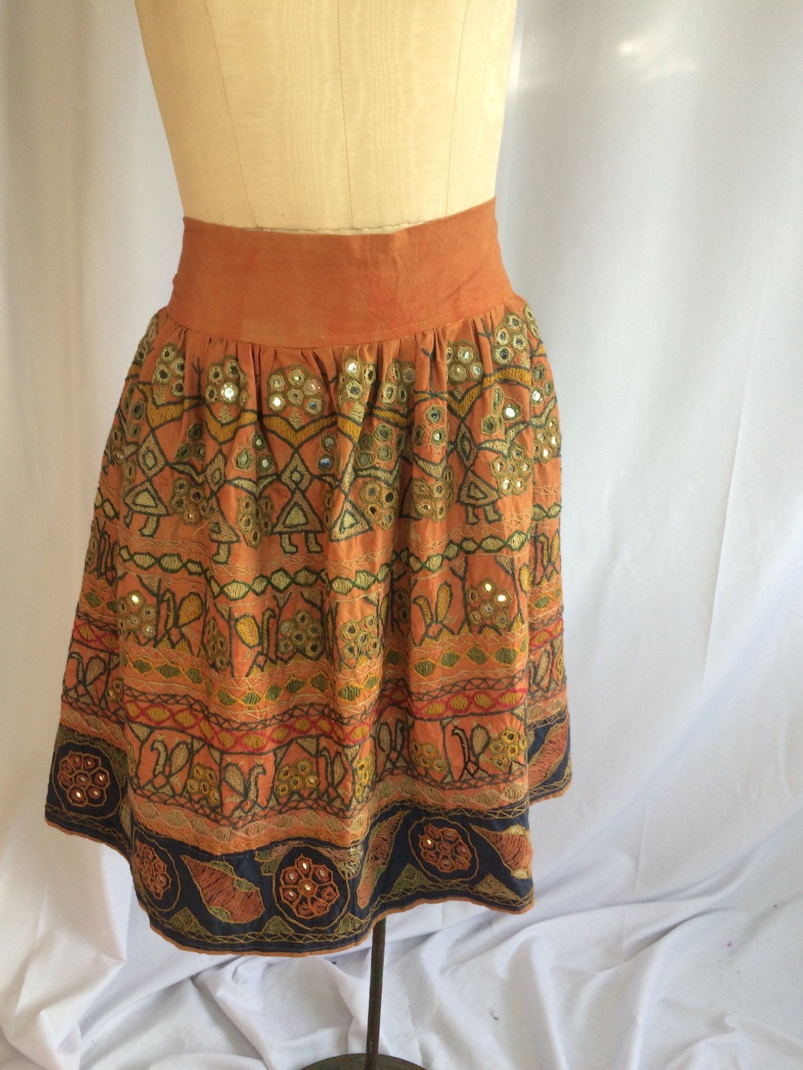 Handmade Vintage 60's Hippie Boho Mirrored Skirt from | Etsy