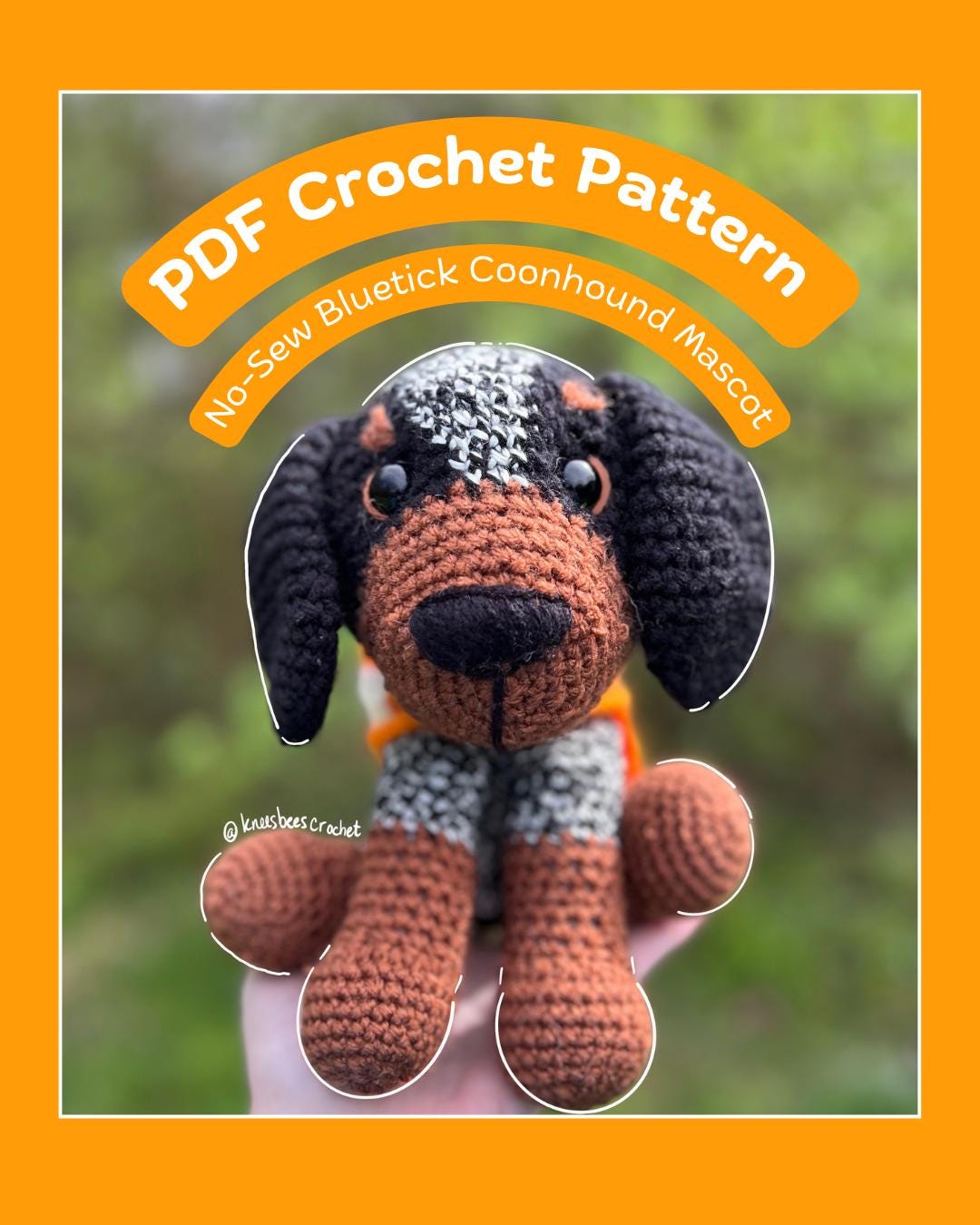 PDF PATTERN Crochet No-Sew Bluetick Coonhound Mascot Crochet Dog